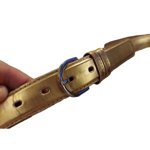 Women's Genuine Leather 188-XL Gold Metallic Belt, Gold Buckle - Plus Sized Belt